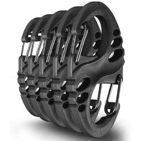 M-Tac Small Plastic Carabiner Double Clip Dual Mini S Hook Biners 5 Pack