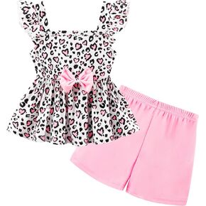 NUBEEHOHO Girls 2 Piece Outfits Toddler Girls Shorts Sets Dinosaur Sleeveless Summer Clothes