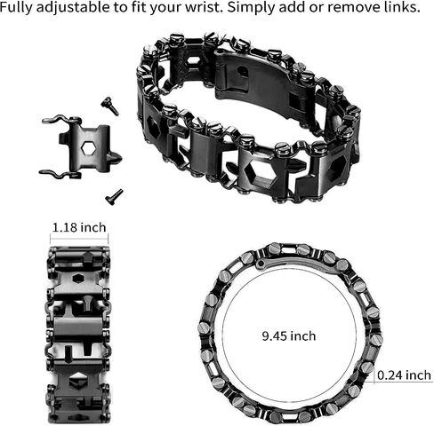 Multitool Bracelet for Men, 29 in 1 Tools Stainless Steel Multifunctional Bracelet, Travel Friendly, Multitool Survival Bracelet Suitable for Sailing Travel Camping Hiking in Saudi Arabia