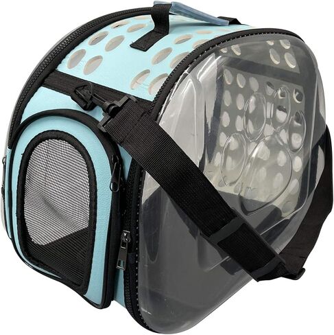 حقيبة سفر للحيوانات الأليفة معتمدة من شركة PetLike Airline وقابلة للطي ذات جوانب ناعمة للقطط والكلاب الصغيرة (أزرق، جلد) in Kuwait