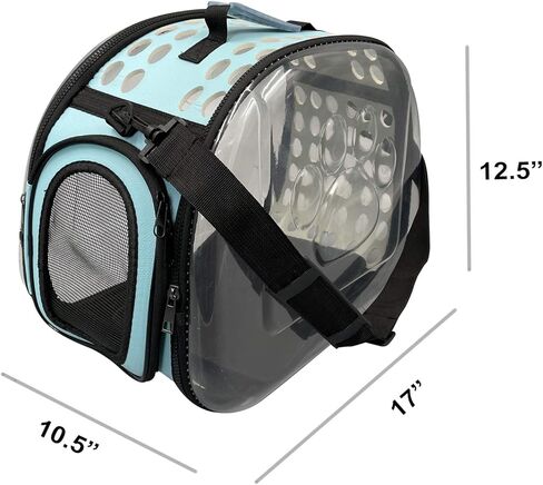 حقيبة سفر للحيوانات الأليفة معتمدة من شركة PetLike Airline وقابلة للطي ذات جوانب ناعمة للقطط والكلاب الصغيرة (أزرق، جلد) in Kuwait