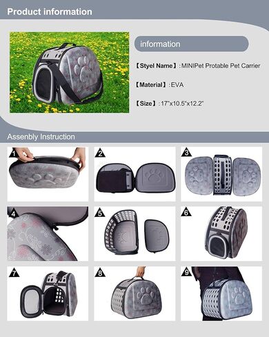 حقيبة سفر للحيوانات الأليفة معتمدة من شركة PetLike Airline وقابلة للطي ذات جوانب ناعمة للقطط والكلاب الصغيرة (أزرق، جلد) in Kuwait