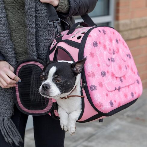 حقيبة سفر للحيوانات الأليفة معتمدة من شركة PetLike Airline وقابلة للطي ذات جوانب ناعمة للقطط والكلاب الصغيرة (أزرق، جلد) in Kuwait