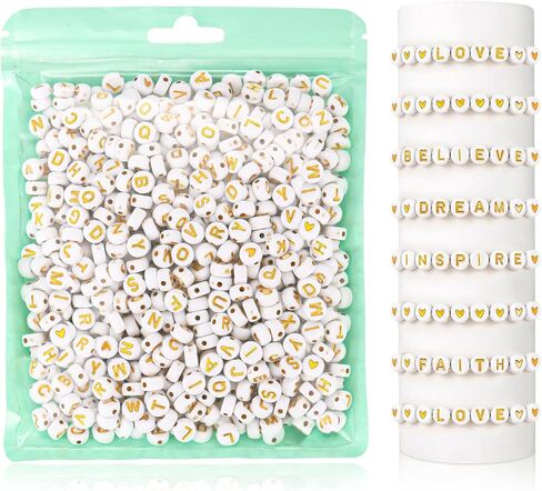 Hoomall 1120 قطعة من خرز اللؤلؤ والخرز الذهبي وخرز الحروف لصنع المجوهرات، لآلئ صناعية 5 أحجام مختلطة، 5 أشكال خرز فاصل، خرز حروف، خرزة فضفاضة لقلادة السوار DIY، ديكور وحشو مزهرية in Kuwait
