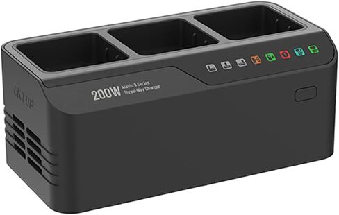 200W Three-Way Battery Charger for DJI Mavic 3 Series Drone,3X Rapid Mavic 3 Battery Charging Hub,Compatible with DJI RC/RC Pro/RC Pro Plus/RC-N1 Remote Controller(Black) in Saudi Arabia