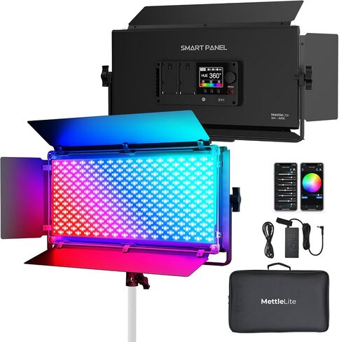ضوء فيديو SPL210C RGB LED مع التحكم في التطبيق، ضوء لوحة RGB بالألوان الكاملة 360 درجة، 2800K-8000K، CRI/TLCI 97+، 10 مشاهد، إضاءة استوديو تصوير احترافي لليوتيوب/البث/الصور/الفيديو in Kuwait