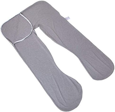 غطاء وسادة حمل على شكل حرف U من AngQi - يناسب وسائد على شكل حرف U مقاس 55 بوصة - غطاء بديل لوسادة الأمومة لكامل الجسم - قطن جيرسي متماسك - رمادي in Kuwait