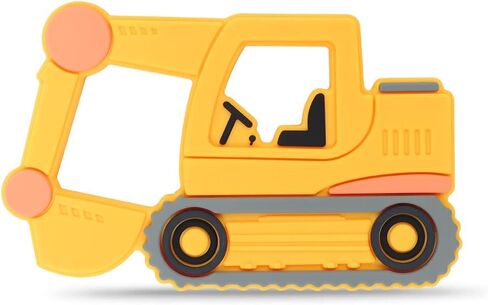 Car Series Baby Teething Toys,Food Grade Silicone Chew Teether for 3 Months+ Infant Boy and Girl,Toddler Sensory Chewing Teether,BPA Free. (Excavator, Orange-Yellow) in Saudi Arabia