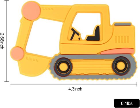 Car Series Baby Teething Toys,Food Grade Silicone Chew Teether for 3 Months+ Infant Boy and Girl,Toddler Sensory Chewing Teether,BPA Free. (Excavator, Orange-Yellow) in Saudi Arabia