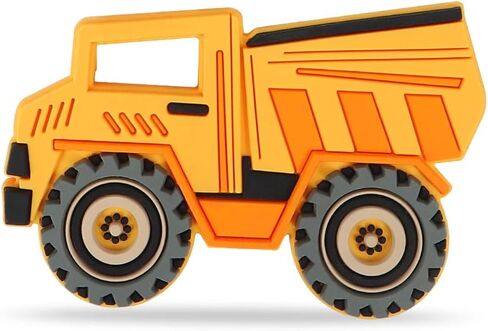 Car Series Baby Teething Toys,Food Grade Silicone Chew Teether for 3 Months+ Infant Boy and Girl,Toddler Sensory Chewing Teether,BPA Free. (Excavator, Orange-Yellow) in Saudi Arabia