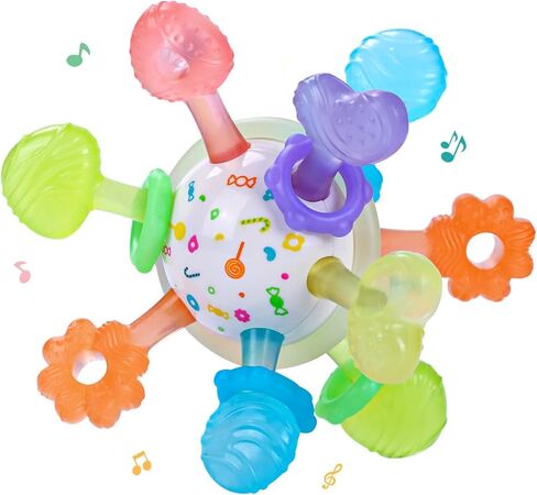 كرة تسنين للأطفال، ألعاب تسنين حسية متعددة من السيليكون، ألعاب تسنين للأطفال من مونتيسوري لتخفيف التسنين، خالية من مادة BPA، لعبة مضغ للأطفال من عمر 0 ​​إلى 12 شهرًا، مقاومة للحرارة in Kuwait