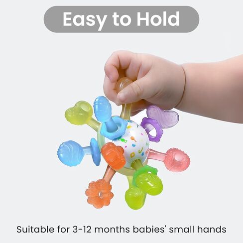 كرة تسنين للأطفال، ألعاب تسنين حسية متعددة من السيليكون، ألعاب تسنين للأطفال من مونتيسوري لتخفيف التسنين، خالية من مادة BPA، لعبة مضغ للأطفال من عمر 0 ​​إلى 12 شهرًا، مقاومة للحرارة in Kuwait