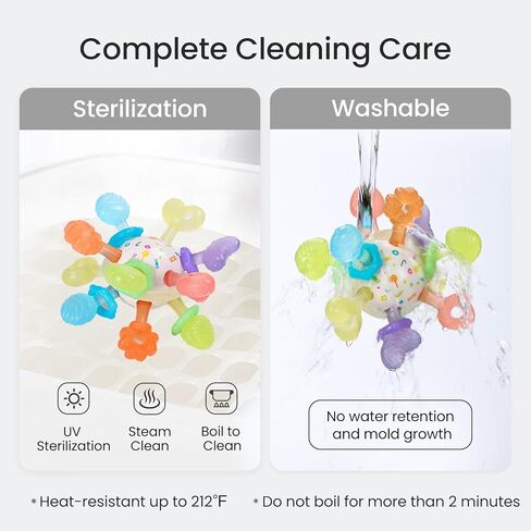 كرة تسنين للأطفال، ألعاب تسنين حسية متعددة من السيليكون، ألعاب تسنين للأطفال من مونتيسوري لتخفيف التسنين، خالية من مادة BPA، لعبة مضغ للأطفال من عمر 0 ​​إلى 12 شهرًا، مقاومة للحرارة in Kuwait