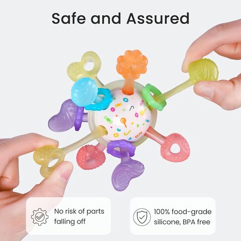كرة تسنين للأطفال، ألعاب تسنين حسية متعددة من السيليكون، ألعاب تسنين للأطفال من مونتيسوري لتخفيف التسنين، خالية من مادة BPA، لعبة مضغ للأطفال من عمر 0 ​​إلى 12 شهرًا، مقاومة للحرارة in Kuwait