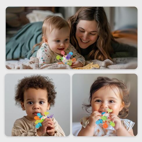 كرة تسنين للأطفال، ألعاب تسنين حسية متعددة من السيليكون، ألعاب تسنين للأطفال من مونتيسوري لتخفيف التسنين، خالية من مادة BPA، لعبة مضغ للأطفال من عمر 0 ​​إلى 12 شهرًا، مقاومة للحرارة in Kuwait