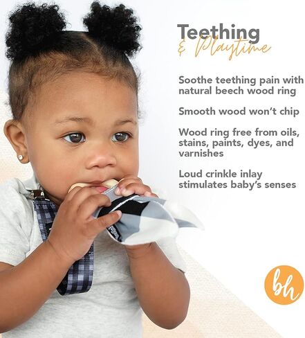 BooginHead Pacifier Clip and Natural Wood Baby Teether, Lemons in Kuwait