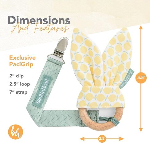 BooginHead Pacifier Clip and Natural Wood Baby Teether, Lemons in Kuwait