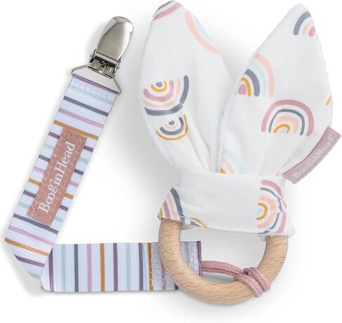 BooginHead Pacifier Clip and Natural Wood Baby Teether, Lemons in Kuwait