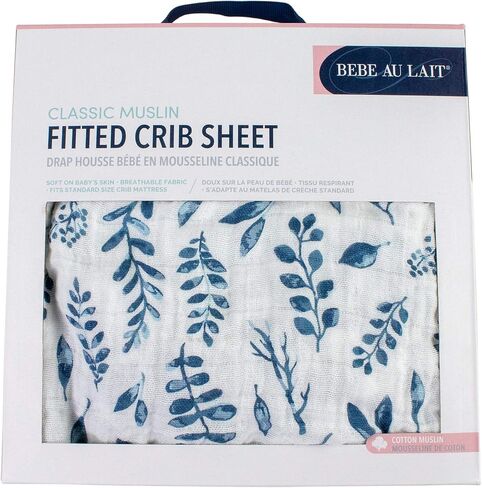 ملاءة سرير الأطفال Bebe au Lait الكلاسيكية من الموسلين، مصنوعة من قطن الموسلين بنسبة 100%، تناسب مرتبة سرير الأطفال القياسية - Hello Sunshine in Kuwait