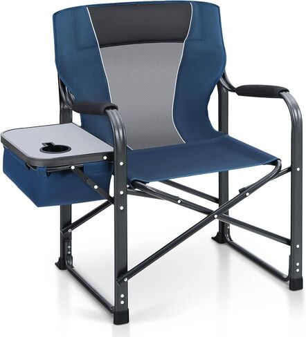 كرسي مدير كرسي التخييم القابل للطي من ALPHA CAMP مع حقيبة تبريد وطاولة جانبية وحامل مشروبات، كرسي حديقة محمول مبطن في الهواء الطلق يدعم 350 رطلاً in Kuwait