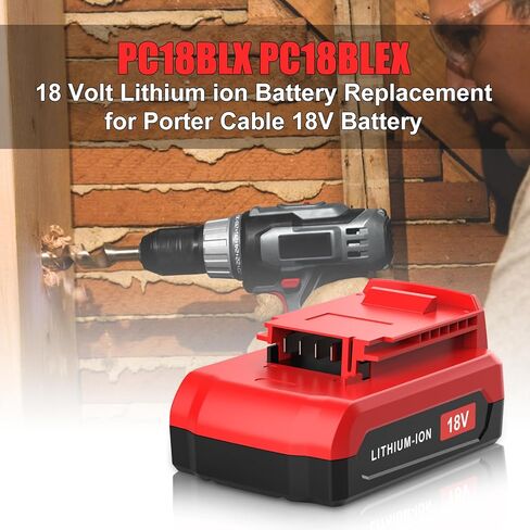 Dosctt 2 حزم 3.0Ah PC18BLX PC18BLEX 18V استبدال بطارية ليثيوم أيون لكابل بورتر 18 فولت بطارية متوافقة مع كابل بورتر 18 فولت بطارية PC18B PC188 PC18BL PC18BLX PC18BLEX PCXMVC (أحمر) in Kuwait