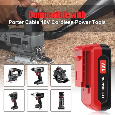 Dosctt 2 حزم 3.0Ah PC18BLX PC18BLEX 18V استبدال بطارية ليثيوم أيون لكابل بورتر 18 فولت بطارية متوافقة مع كابل بورتر 18 فولت بطارية PC18B PC188 PC18BL PC18BLX PC18BLEX PCXMVC (أحمر) in Kuwait