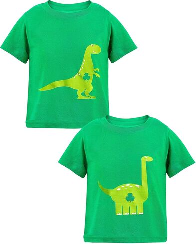 2 Pieces St Patricks Day Shirts Kids Clover Irish T-Shirt Dinosaur Shamrock Boys Girls St Patricks Day T-Shirt Green Irish Shirt Toddler Infant in Saudi Arabia