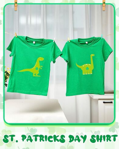 2 Pieces St Patricks Day Shirts Kids Clover Irish T-Shirt Dinosaur Shamrock Boys Girls St Patricks Day T-Shirt Green Irish Shirt Toddler Infant in Saudi Arabia