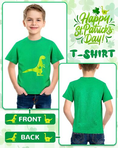 2 Pieces St Patricks Day Shirts Kids Clover Irish T-Shirt Dinosaur Shamrock Boys Girls St Patricks Day T-Shirt Green Irish Shirt Toddler Infant in Saudi Arabia
