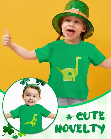 2 Pieces St Patricks Day Shirts Kids Clover Irish T-Shirt Dinosaur Shamrock Boys Girls St Patricks Day T-Shirt Green Irish Shirt Toddler Infant in Saudi Arabia