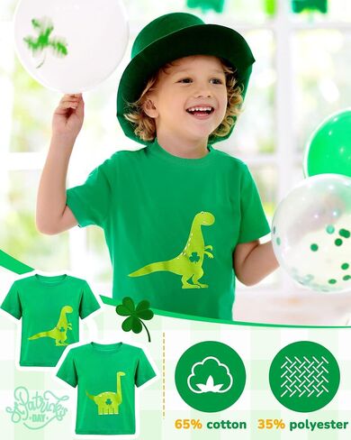 2 Pieces St Patricks Day Shirts Kids Clover Irish T-Shirt Dinosaur Shamrock Boys Girls St Patricks Day T-Shirt Green Irish Shirt Toddler Infant in Saudi Arabia