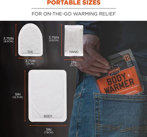 Ergodyne N-Ferno 6994 Adhesive Body, Toe, Hand Warmers Variety Pack, Disposable, Up to 12 Hours of Warming, Includes 3 pairs of toe, 5 body, 5 pairs of hand warming pouches in Saudi Arabia