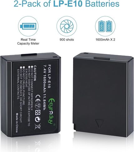 1-Pack of LP-E10 Battery for Canon EOS Rebel T6 T7 T5 T3, Kiss X50 X70, EOS 1100D 1200D 1300D 2000D Digital Camera in Saudi Arabia