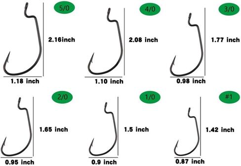 60pcs Offset Worm Hook High Carbon Steel Wide Gap Bait Jig Fish Hooks with Plastic Box #1-5/0 in Saudi Arabia
