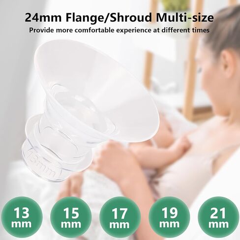 Flange Insert 15/17/19/21mm Compatible with 24mm Flange/Shield of Most Pumps,Compatible with TSRETE, Medela, Momcozy S9/S9Pro/S12/S12Pro Wearable Breast Pum,Tunnel Down to Correct Size in Saudi Arabia
