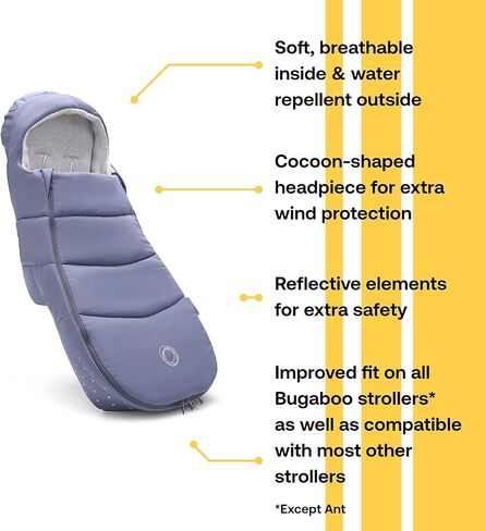 غطاء حماية للقدم من Bugaboo - ملحق لعربة الأطفال مناسب لجميع المواسم، مقاوم للعوامل الجوية وقابل للإزالة وعاكس للضوء - أزرق بحري in Kuwait