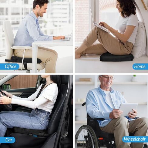 ZIKEE Reversible Fabric Cover Seat Cushion with Enhanced Supportive & Breathable, Innovative Honeycomb Gel & Memory Foam Combination, Anti-Slip Office Chair Cushion with 2 Straps for Desk Chairs in Kuwait