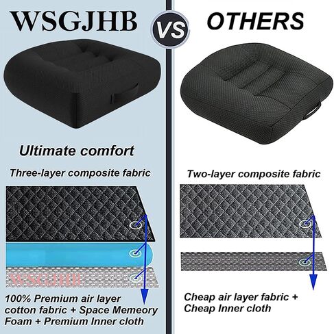 WSGJHB Car Booster Seat Cushion Posture Cushion for Long Sitting | Portable Breathable Mesh, Effectively Increase The Field of View Ideal for Office, Home, Car Angle Lift Seat Cushions,Black in Saudi Arabia