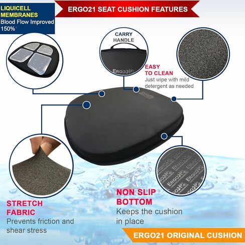 Liquicell Original Car and Office Seat Cushion for Tailbone Pain Relief, Pressure Sores and Back Pain Relief |Size Regular(18" W x 17" x 2") in Kuwait