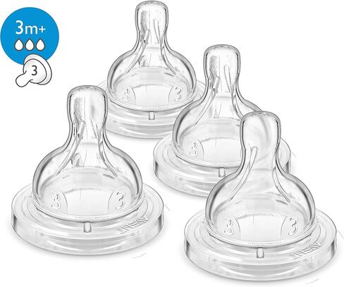 Philips Avent Anti-colic Baby Bottle Medium Flow Nipple, 4pk, Flow 3, SCF423/47 in Kuwait