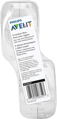 Philips Avent Anti-colic Baby Bottle Medium Flow Nipple, 4pk, Flow 3, SCF423/47 in Kuwait