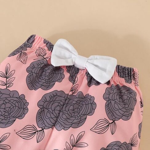 Kislio Newborn Baby Girl Clothes Ribbed Ruffled Romper Floral Flared Bell-Bottom Pants Infant Toddler Girls Outfit Set in Kuwait