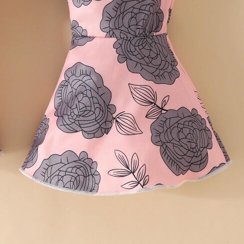 Kislio Newborn Baby Girl Clothes Ribbed Ruffled Romper Floral Flared Bell-Bottom Pants Infant Toddler Girls Outfit Set in Kuwait