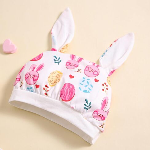 ملابس عيد الفصح للفتيات حديثي الولادة، ملابس عيد الفصح الأول المطبوعة عليها، سراويل واسعة على شكل بيضة مع قبعة أذن أرنب in Kuwait