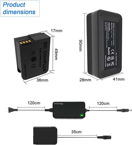 بطارية الدمية Hisewen DMW-DCC8 DMW-BLC12 لكاميرات باناسونيك، مصدر محول طاقة AC10 AC8 لكاميرات باناسونيك Lumix DMC FZ1000 FZ200 GX8 G6 G5 GH2 G80 G81 G5X G99 DC-G90 G95. in Kuwait