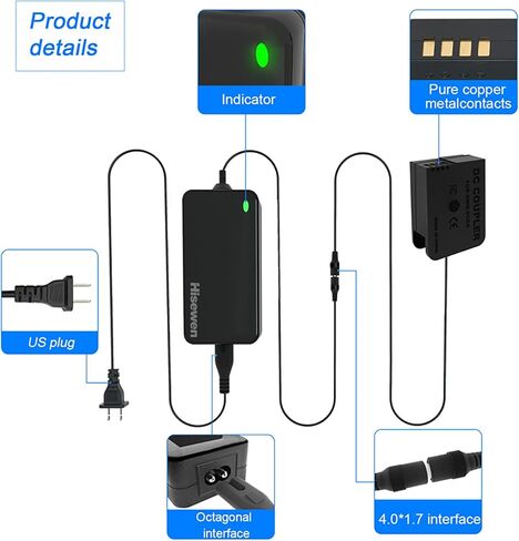 بطارية الدمية Hisewen DMW-DCC8 DMW-BLC12 لكاميرات باناسونيك، مصدر محول طاقة AC10 AC8 لكاميرات باناسونيك Lumix DMC FZ1000 FZ200 GX8 G6 G5 GH2 G80 G81 G5X G99 DC-G90 G95. in Kuwait