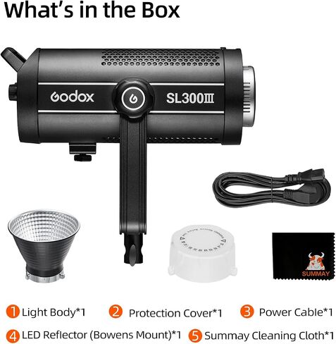 Godox SL300III 330W (MAX.) أضواء تصوير فيديو LED، أضواء استوديو Bowens-Mount للتصوير الفوتوغرافي، إضاءة الإخراج المستمر، 8 تأثيرات إضاءة محددة مسبقًا في الوضع الصامت. (SL-300WIII) in Saudi Arabia