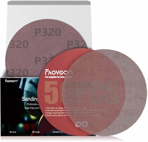 6 Inch Sanding Mesh | Micro Mesh Hook and Loop Sanding Discs | Dust Free Net Sandpaper | 50 Pack Assortment 80 | 120 | 220 | 320 | 600 Grit | Wet and Dry Sanding Screen | Anti-clog/Last Longer in Kuwait