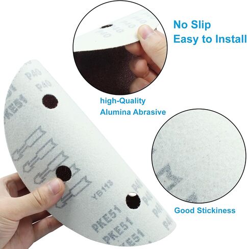 9 Inch Sanding Disc Sandpaper, 80 Grit, 12 Pcs | Hook and Loop, Premium Aluminum Oxide, Orbital Sander Compatible, 6 Sanding Discs in Kuwait