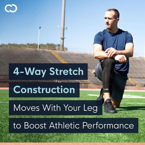 كم ضغط الساق النحاسي - دعامة تثبيت الركبة المغمورة بالنحاس للجري، تمزق الغضروف المفصلي، ACL، MCL، التهاب المفاصل، تخفيف آلام المفاصل - دعم الفخذ والساق للرجال والنساء in Kuwait